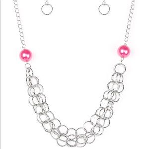 Silver & pink necklace